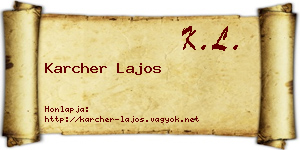 Karcher Lajos névjegykártya